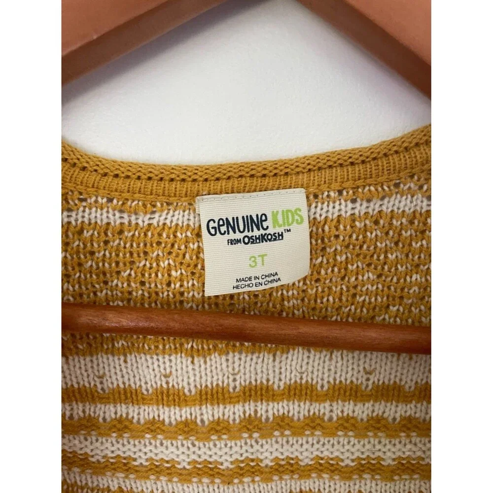 Oshkosh B’gosh Girls Yellow Tassel Cardigan Knit Jacket Boho Cotton size 3T